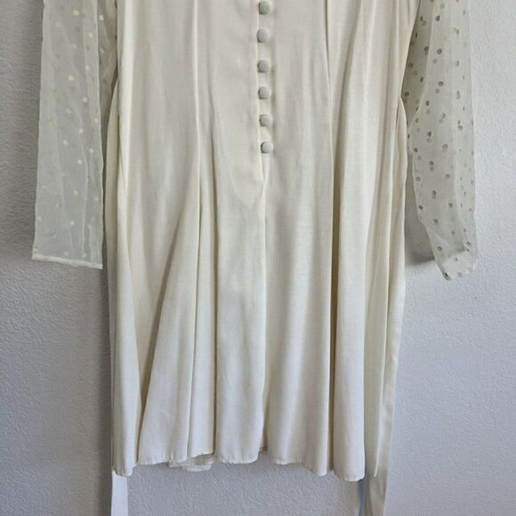 WD2 by Diamond Vintage White Mini Cocktail Dress 10 Polkadot Long Sheer Sleeves - Picture 12 of 12